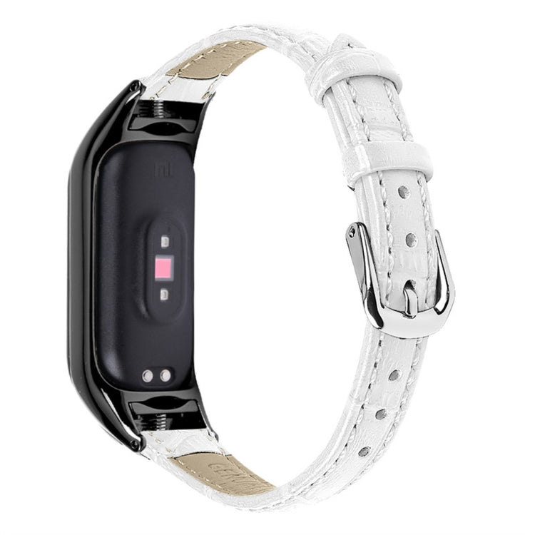 Kønt Xiaomi Mi Band 7 Ægte læder Urrem - Hvid#serie_1