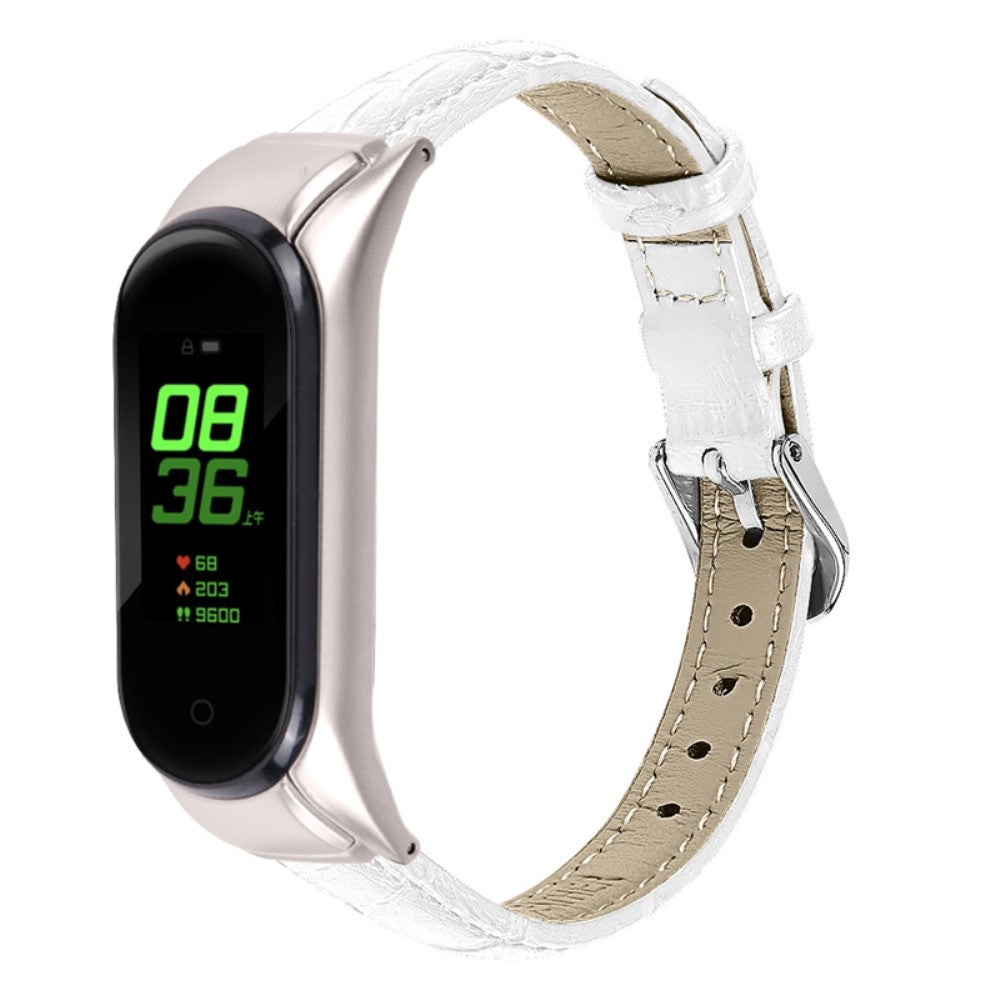 Helt vildt skøn Xiaomi Mi Band 7 Ægte læder Urrem - Hvid#serie_1