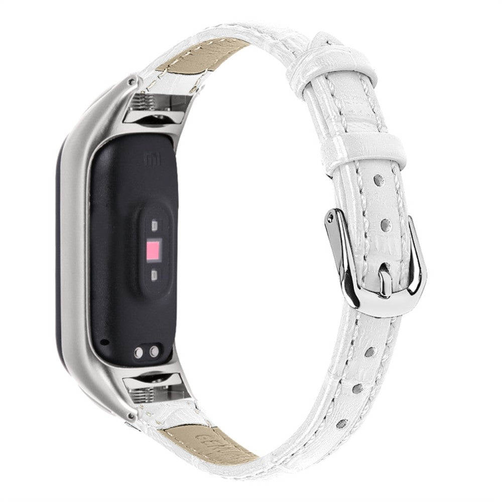 Mega slidstΓ¦rk Xiaomi Mi Band 7 Γgte lΓ¦der Rem - Hvid#serie_1