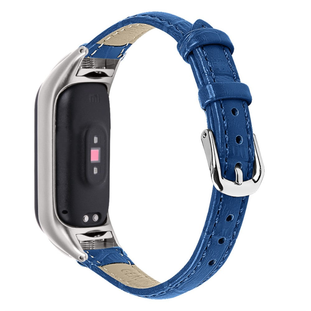Mega slidstærk Xiaomi Mi Band 7 Ægte læder Rem - Blå#serie_5