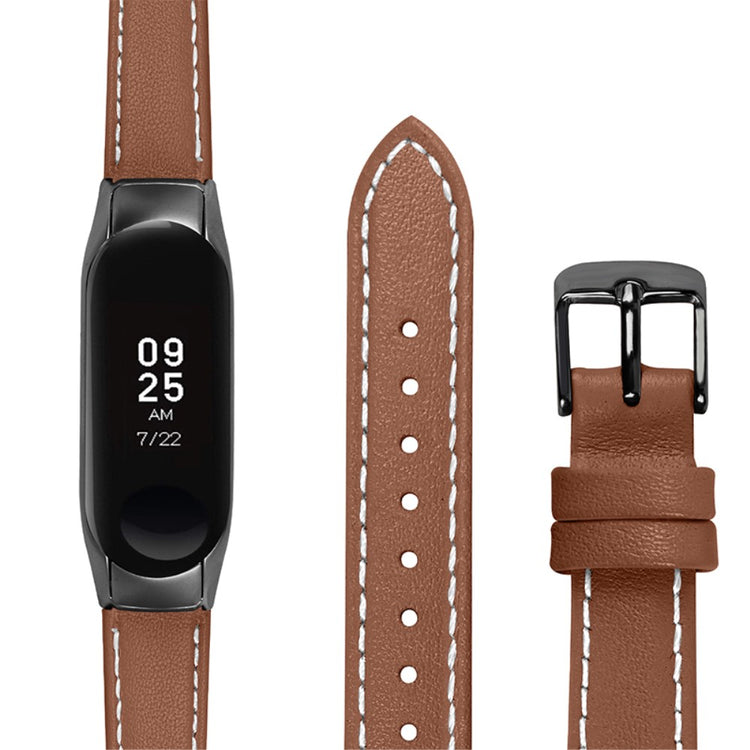 Super fint Xiaomi Mi Band 7 Ægte læder Urrem - Brun#serie_10