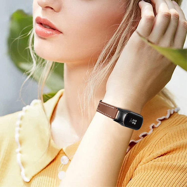 Super fint Xiaomi Mi Band 7 Ægte læder Urrem - Brun#serie_10