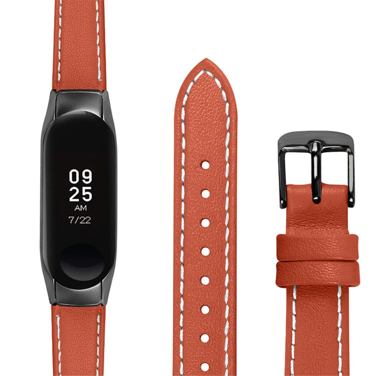 Super fint Xiaomi Mi Band 7 Ægte læder Urrem - Orange#serie_2