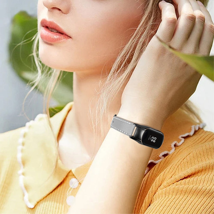 Super fint Xiaomi Mi Band 7 Ægte læder Urrem - Sølv#serie_6