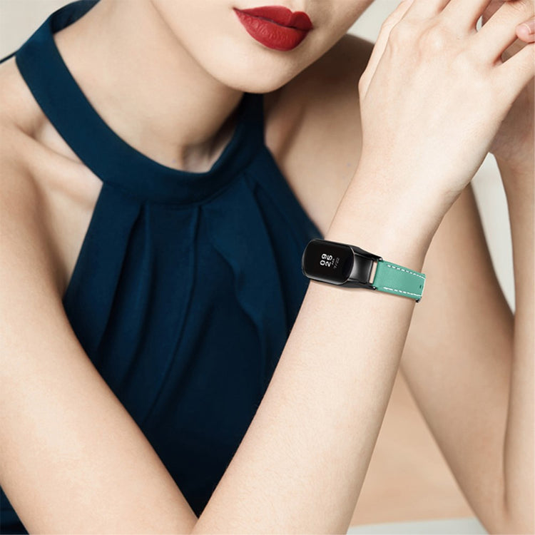 Super fint Xiaomi Mi Band 7 Ægte læder Urrem - Grøn#serie_7