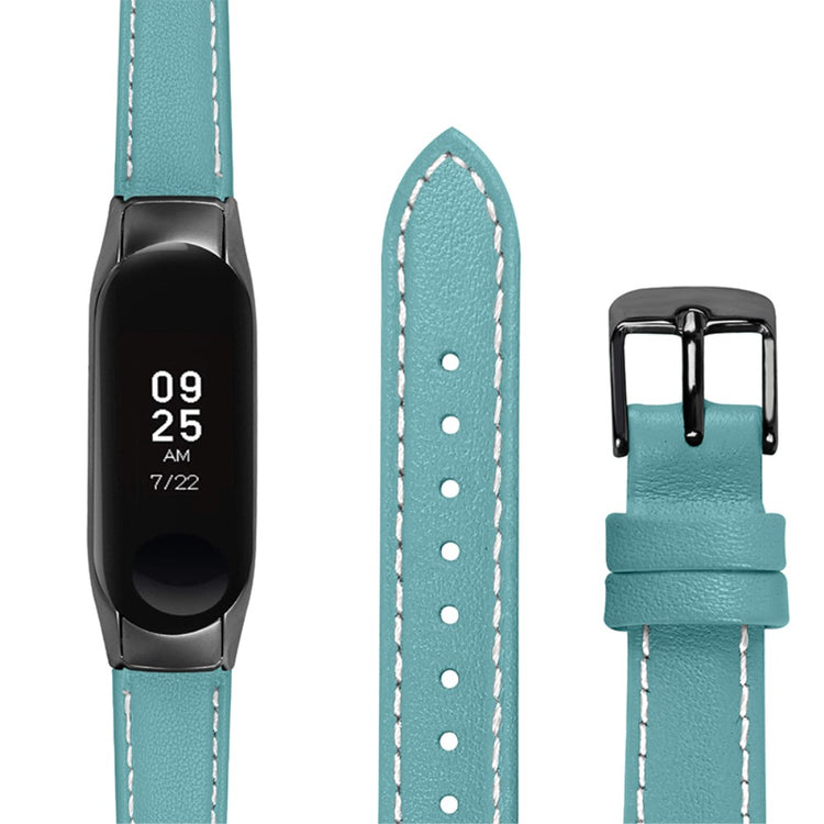 Super fint Xiaomi Mi Band 7 Ægte læder Urrem - Blå#serie_8