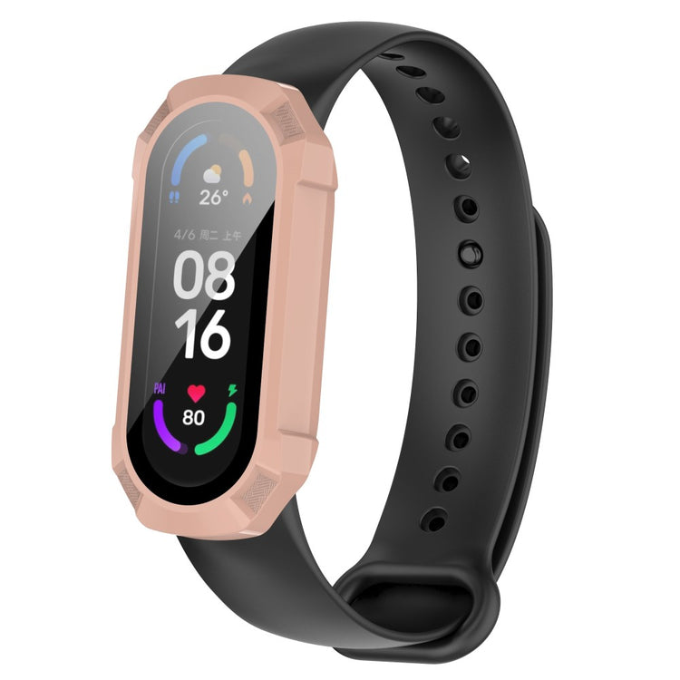Beskyttende Xiaomi Mi Band 7 Cover med Skærmbeskytter i Plastik og Hærdet Glas - Pink#serie_6