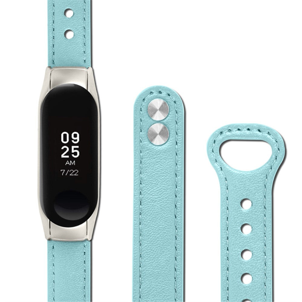 Mega hårdfør Xiaomi Mi Band 7 Ægte læder Urrem - Blå#serie_10