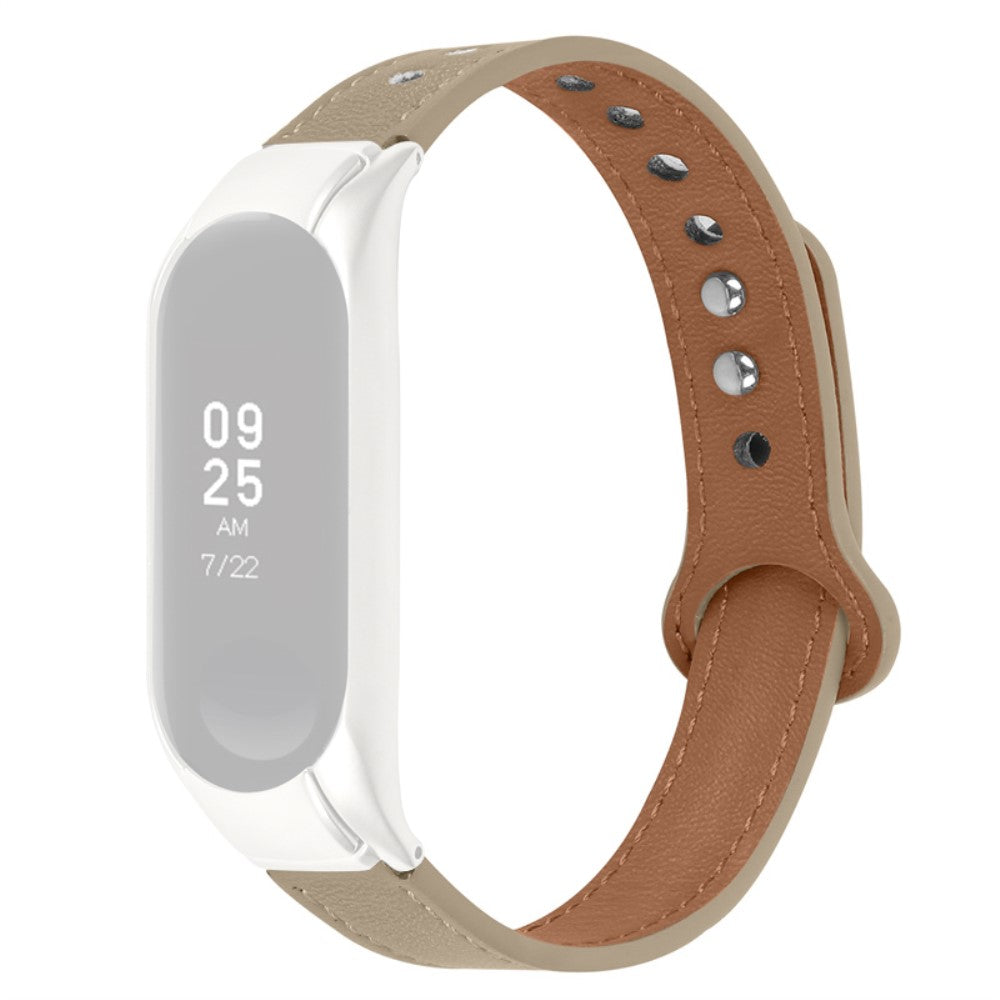 Elegant Xiaomi Mi Band 7 Ægte læder Rem - Beige#serie_3
