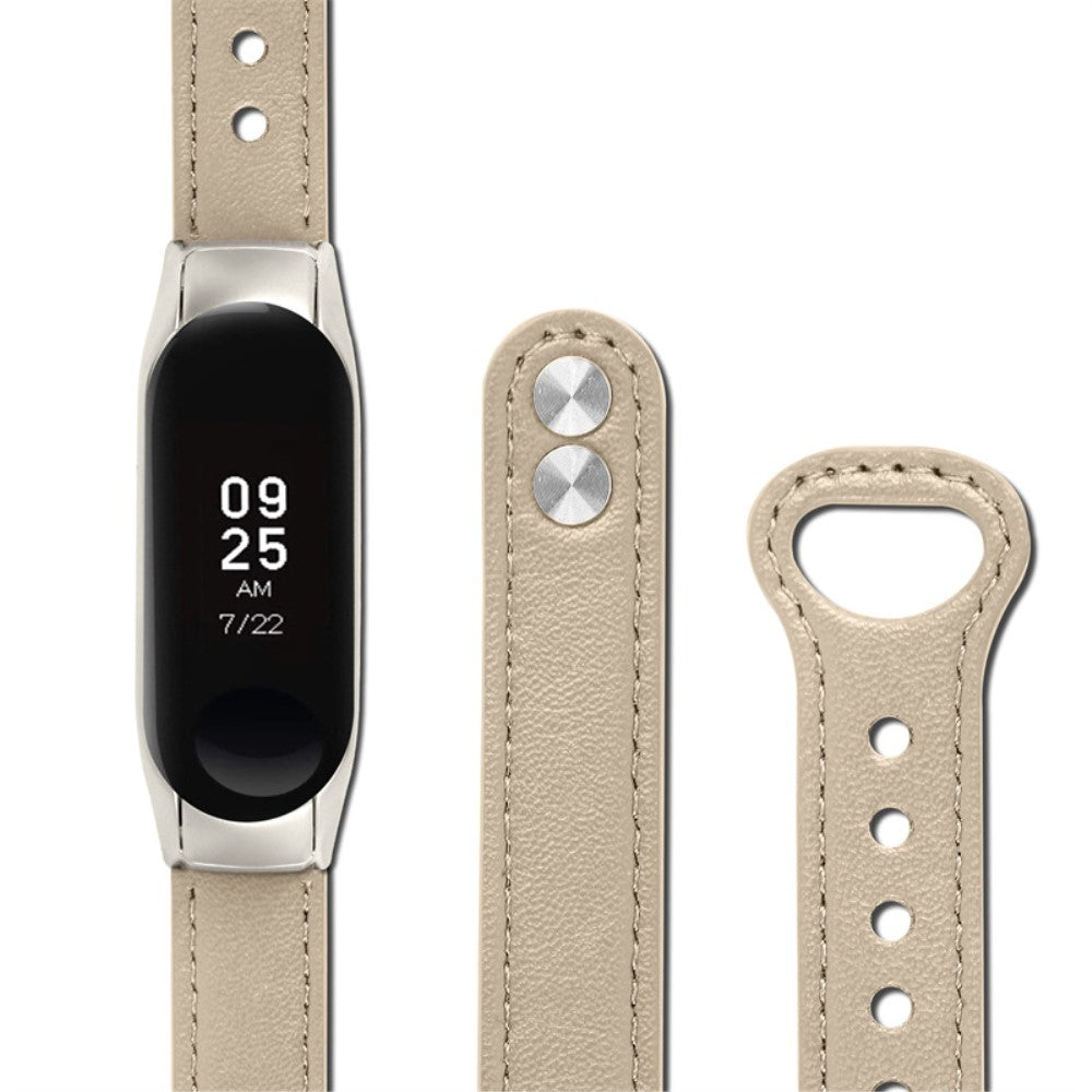 Vildt fantastisk Xiaomi Mi Band 7 Ægte læder Urrem - Beige#serie_3