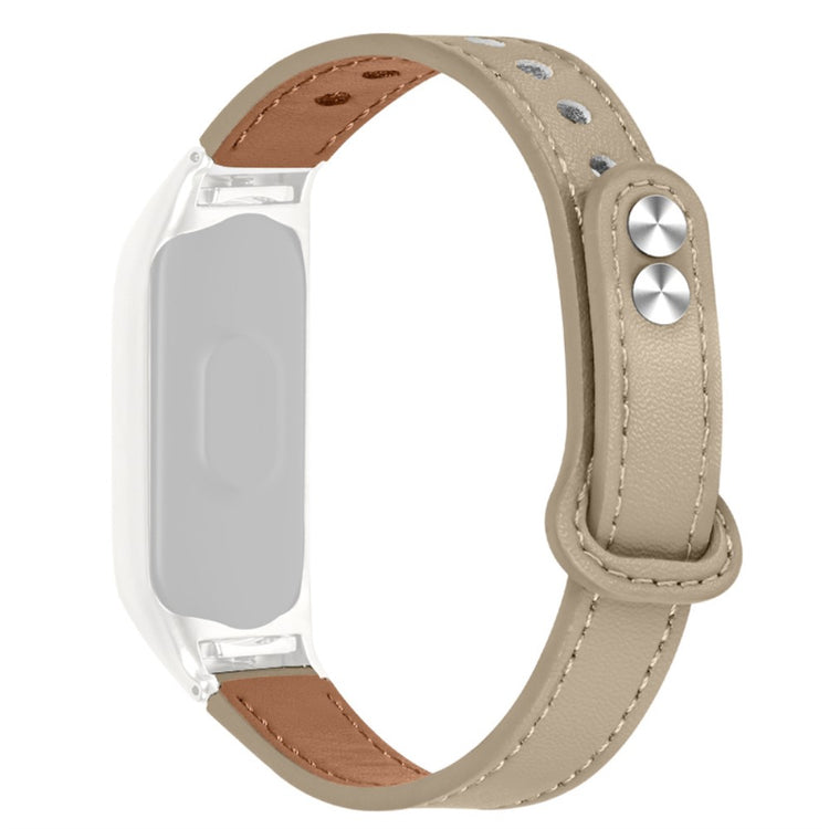 Glimrende Xiaomi Mi Band 7 Ægte læder Urrem - Beige#serie_3