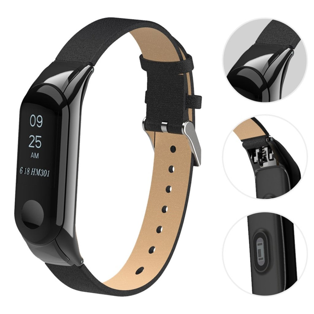Eminent Xiaomi Mi Smart Band 4 Ægte læder Rem - Sort#serie_1