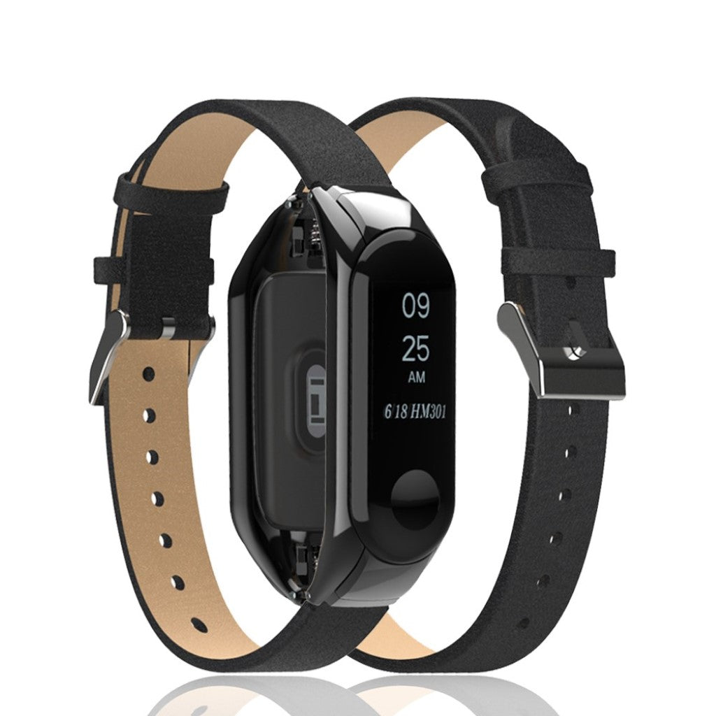 Eminent Xiaomi Mi Smart Band 4 Ægte læder Rem - Sort#serie_1