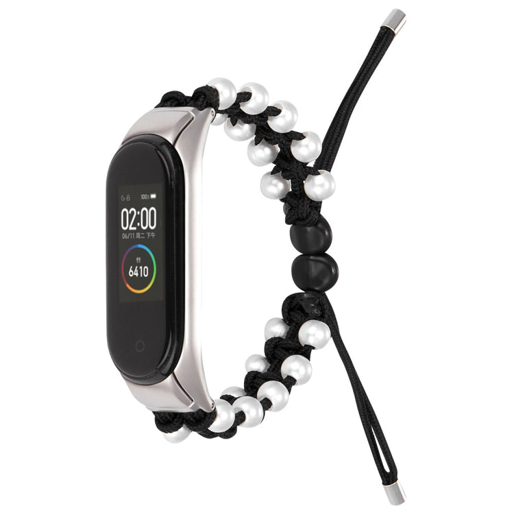 Xiaomi Mi Smart Band 4 / Xiaomi Mi Band 3 Rhinsten og Nylon Rem - Sort#serie_7