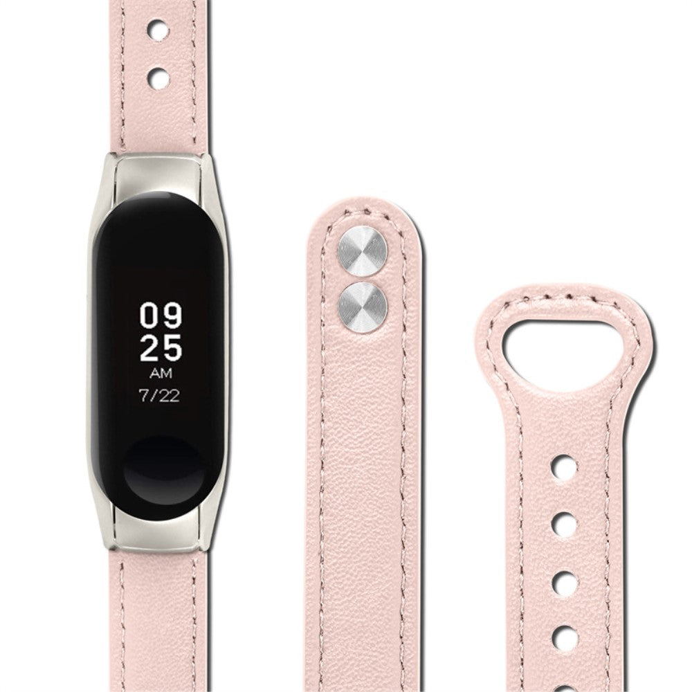 Xiaomi Mi Smart Band 4 / Xiaomi Mi Band 3 Ægte læder Urrem - Pink#serie_4