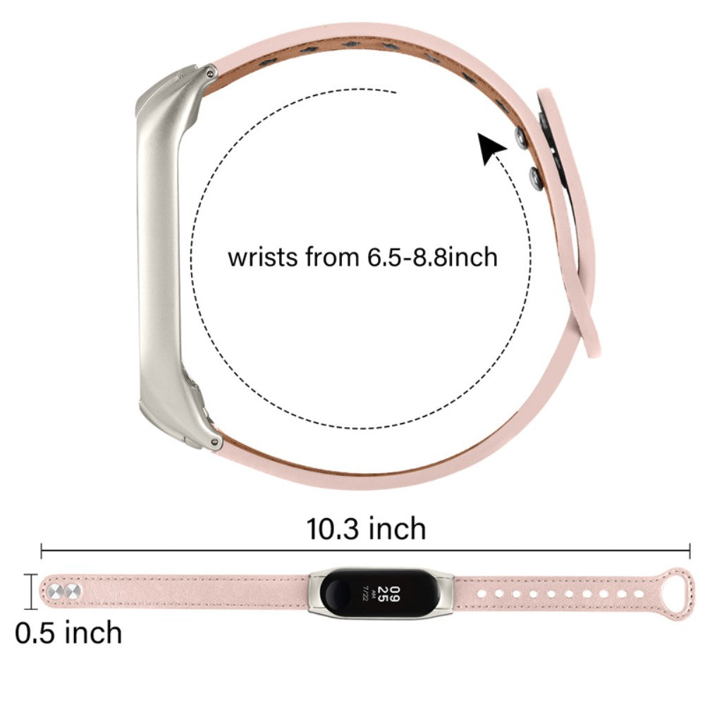 Xiaomi Mi Smart Band 4 / Xiaomi Mi Band 3 Ægte læder Urrem - Pink#serie_4