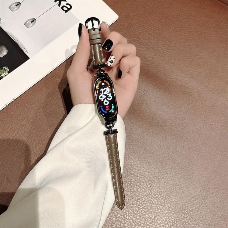 Xiaomi Mi Smart Band 4 / Xiaomi Mi Band 3 Ægte læder Rem - Sort#serie_2