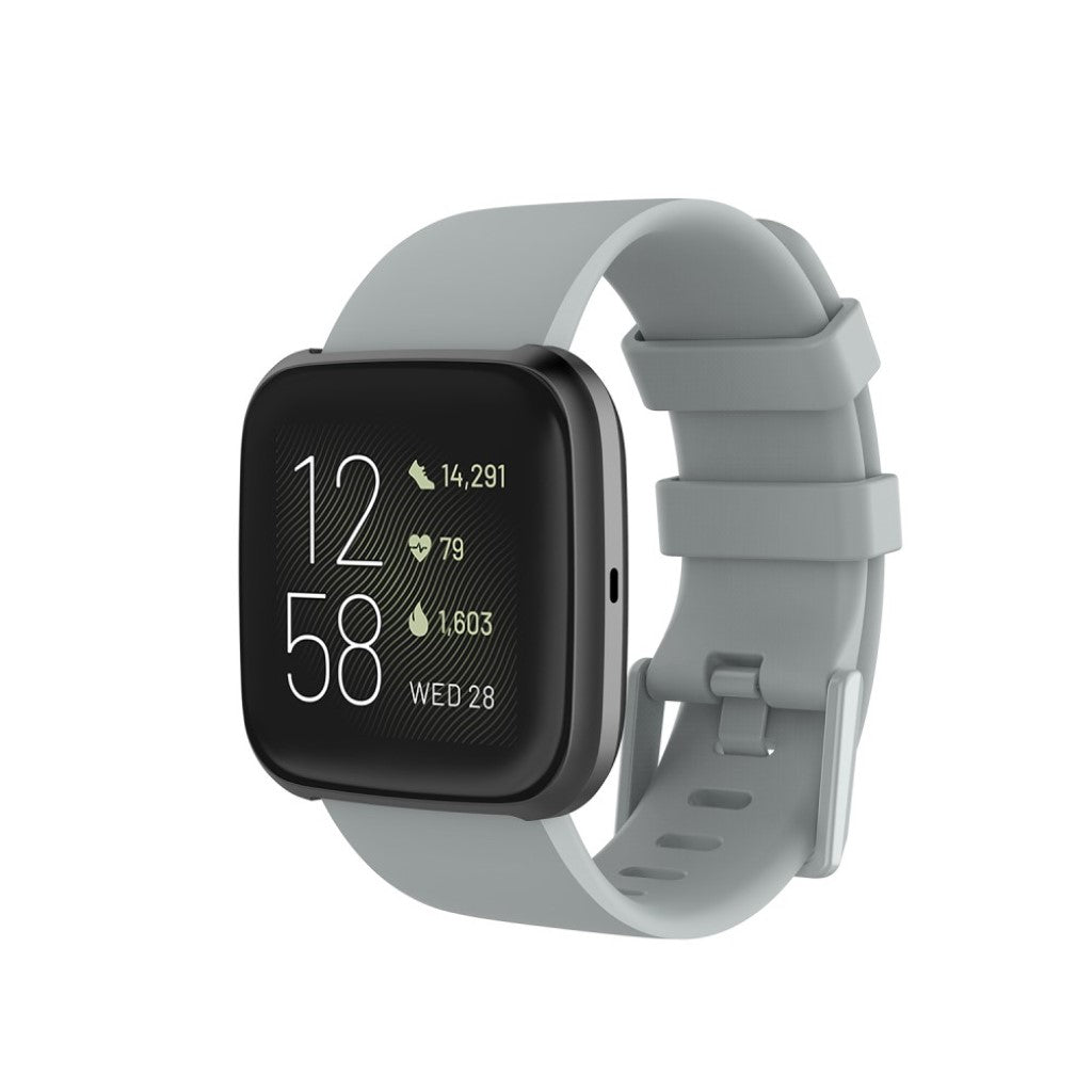 Stilfuld Fitbit Versa 2 / Fitbit Versa Lite Silikone Rem - Størrelse: L - Sølv#serie_3
