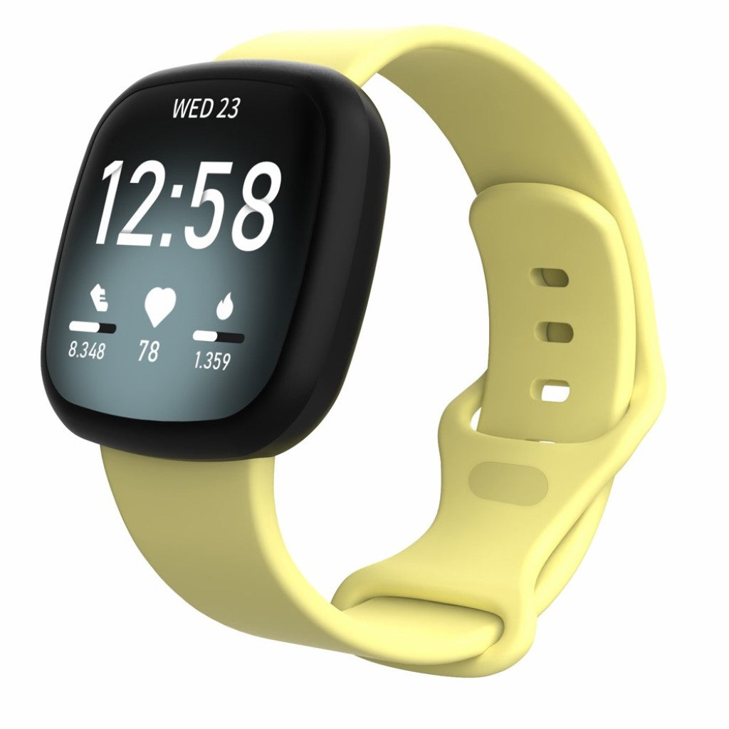 Helt vildt kønt Fitbit Versa 3 / Fitbit Sense Silikone Rem - Størrelse: S - Gul#serie_13