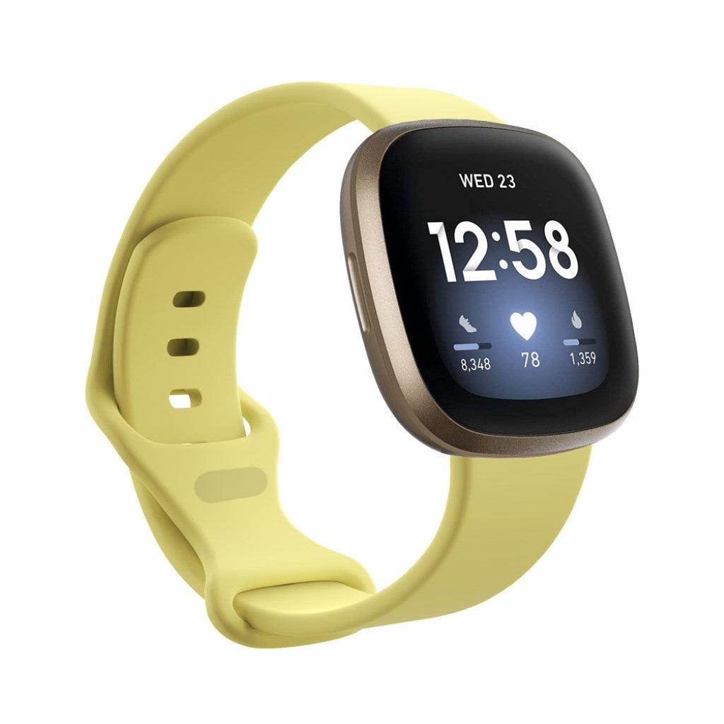 Helt vildt kønt Fitbit Versa 3 / Fitbit Sense Silikone Rem - Størrelse: S - Gul#serie_13