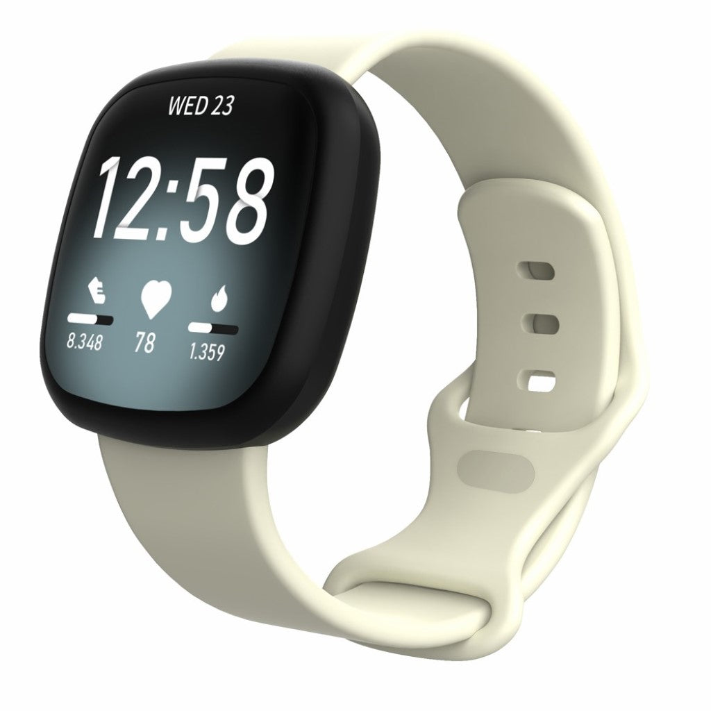 Helt vildt kønt Fitbit Versa 3 / Fitbit Sense Silikone Rem - Størrelse: S - Beige#serie_16