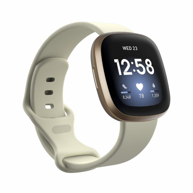 Helt vildt kønt Fitbit Versa 3 / Fitbit Sense Silikone Rem - Størrelse: S - Beige#serie_16