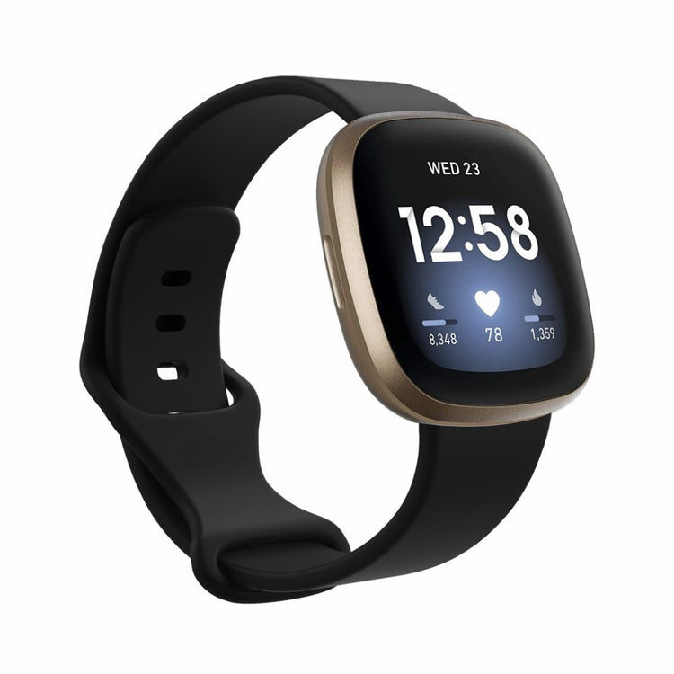 Helt vildt sejt Fitbit Versa 3 / Fitbit Sense Silikone Rem - Størrelse: L - Sort#serie_1