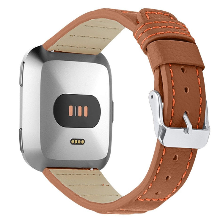 Kønt Fitbit Versa Lite Ægte læder Rem - Brun#serie_4