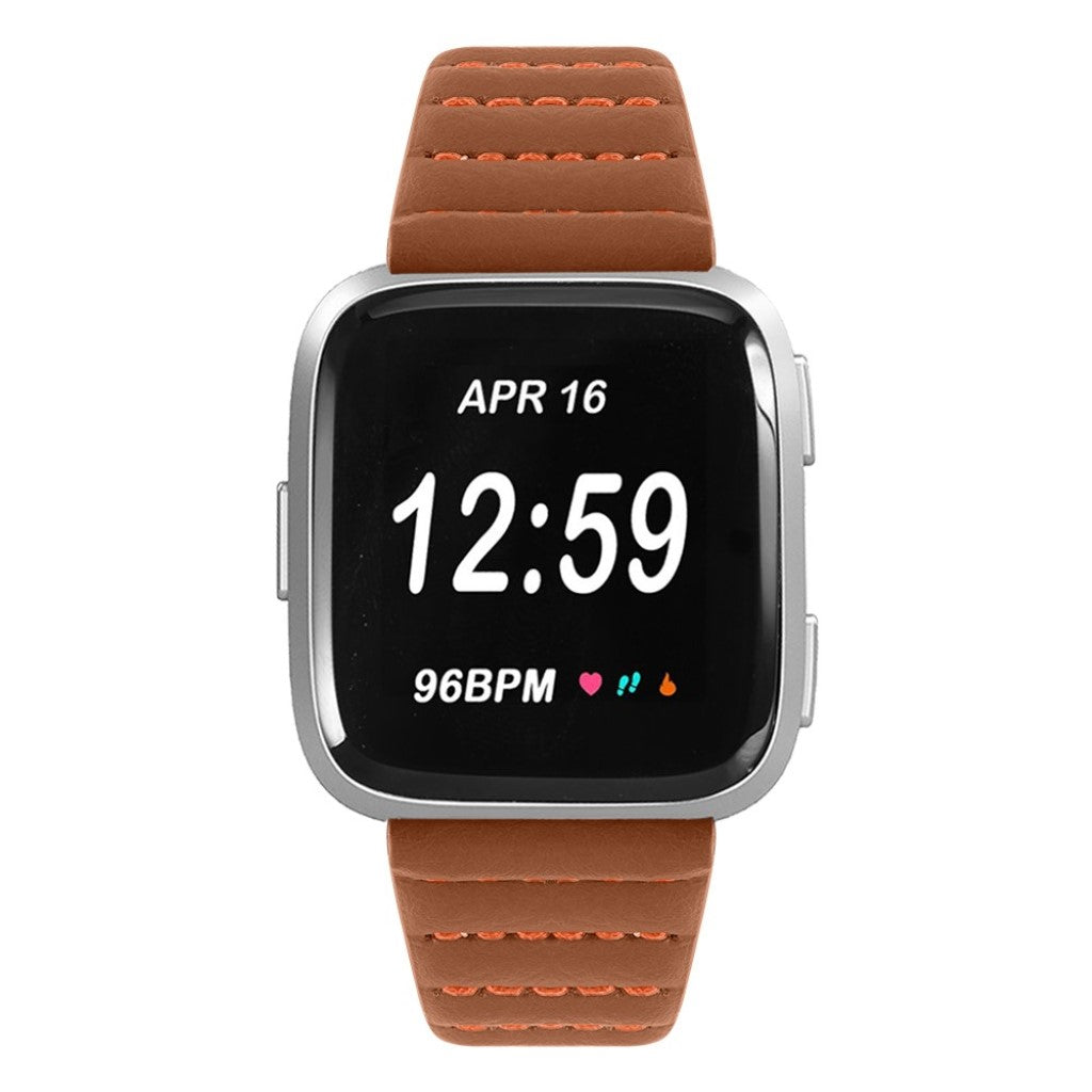 Kønt Fitbit Versa Lite Ægte læder Rem - Brun#serie_4