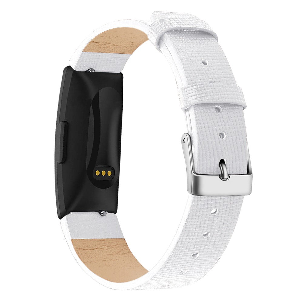 Helt vildt elegant Fitbit Inspire Γgte lΓ¦der Rem - StΓΈrrelse: L - Hvid#serie_1
