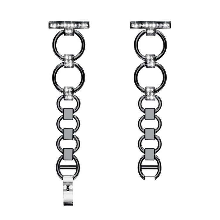 Meget fint Fitbit Versa Lite Metal og Rhinsten Rem - Sort#serie_2