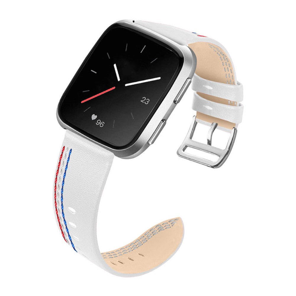 Kønt Fitbit Versa 2 / Fitbit Versa Lite Ægte læder Rem - Hvid#serie_7