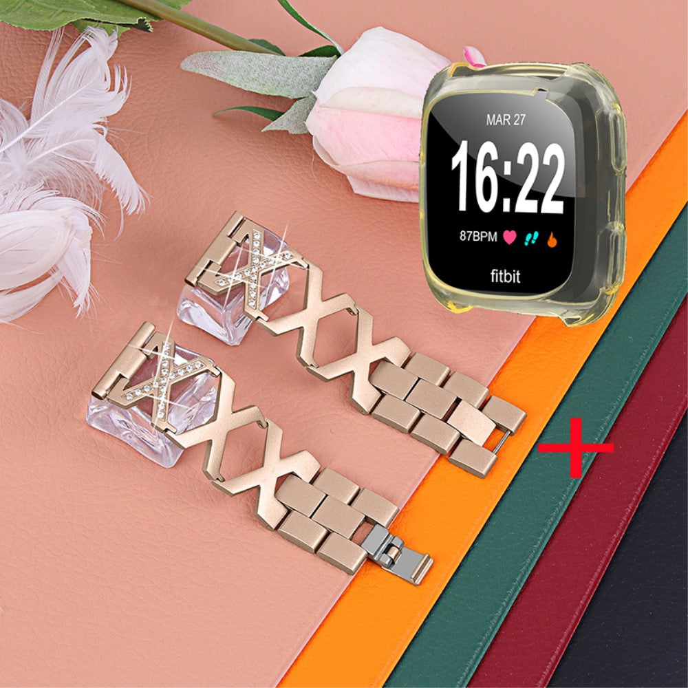 Fitbit Versa 2 / Fitbit Versa Lite Metal Rem med Cover - Guld#serie_1