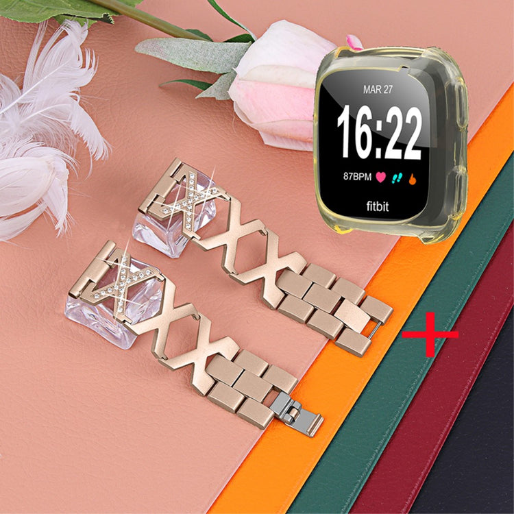 Fitbit Versa 2 / Fitbit Versa Lite Metal Rem med Cover - Guld#serie_1