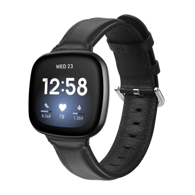 Eminent Fitbit Versa 3 / Fitbit Sense Ægte læder Rem - Sort#serie_1
