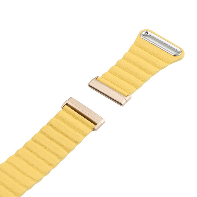 Fed Fitbit Versa 3 / Fitbit Sense Ægte læder Rem - Gul#serie_12