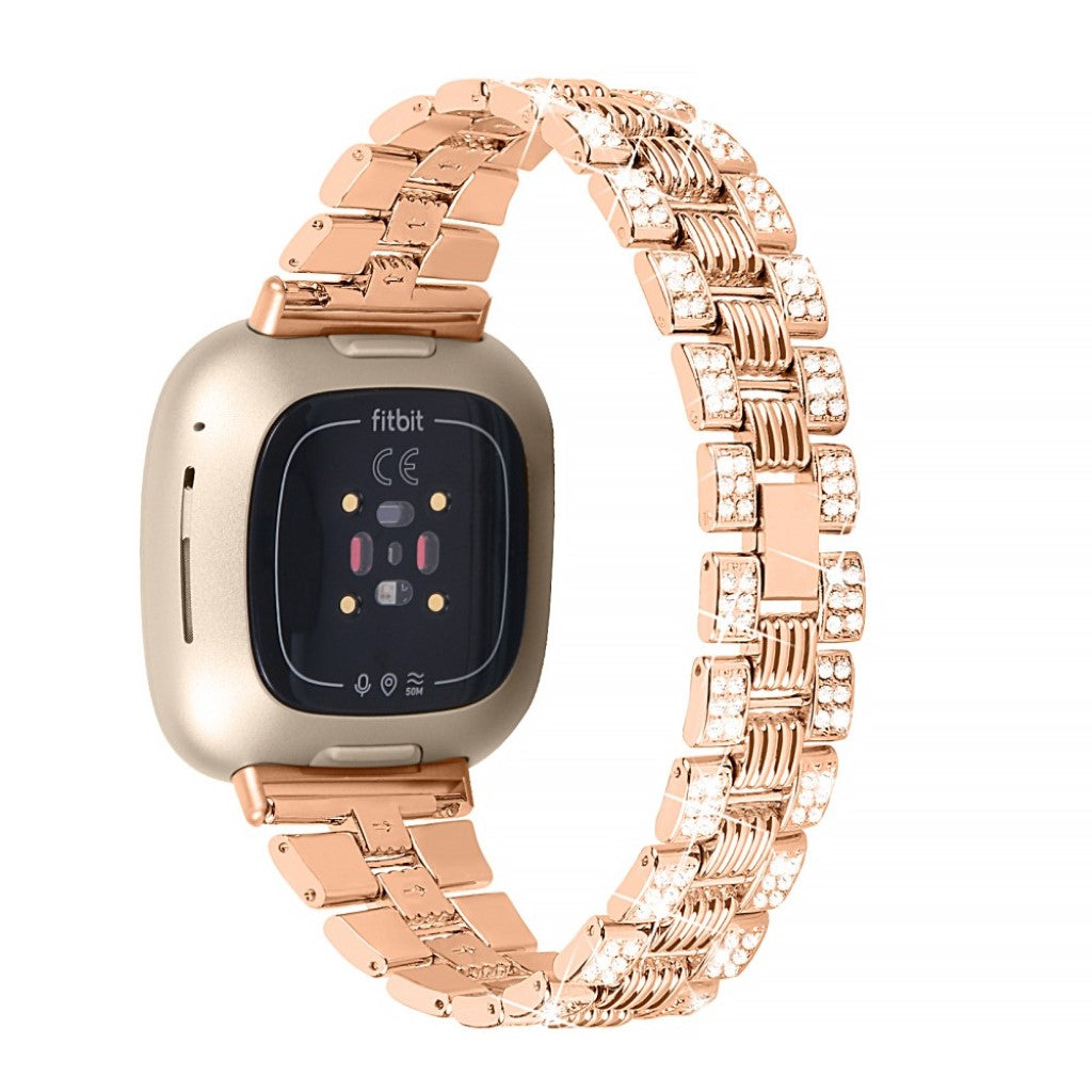 Godt Fitbit Versa 3 / Fitbit Sense Metal og Rhinsten Rem - Pink#serie_3