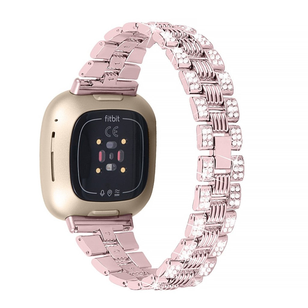 Godt Fitbit Versa 3 / Fitbit Sense Metal og Rhinsten Rem - Pink#serie_4
