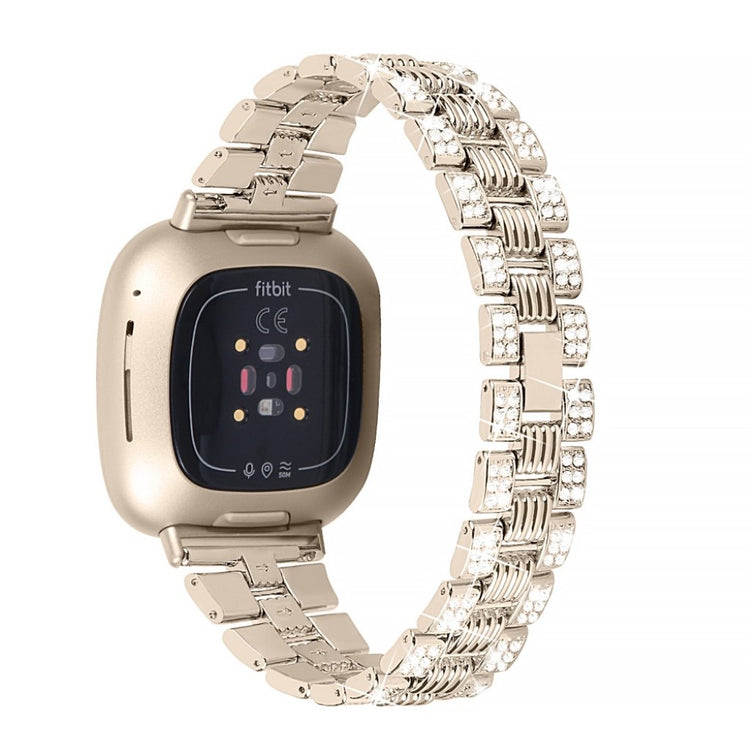 Godt Fitbit Versa 3 / Fitbit Sense Metal og Rhinsten Rem - Guld#serie_5