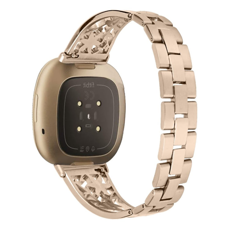 Stilren Fitbit Versa 3 / Fitbit Sense Metal og Rhinsten Rem - Guld#serie_4