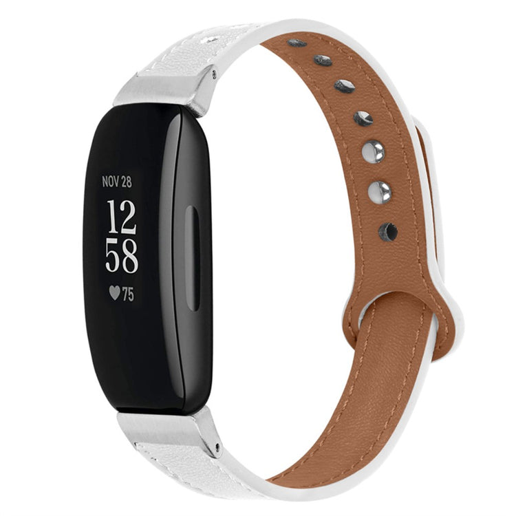 Vildt pænt Fitbit Inspire 2 / Fitbit Ace 2 Ægte læder Urrem - Hvid#serie_1