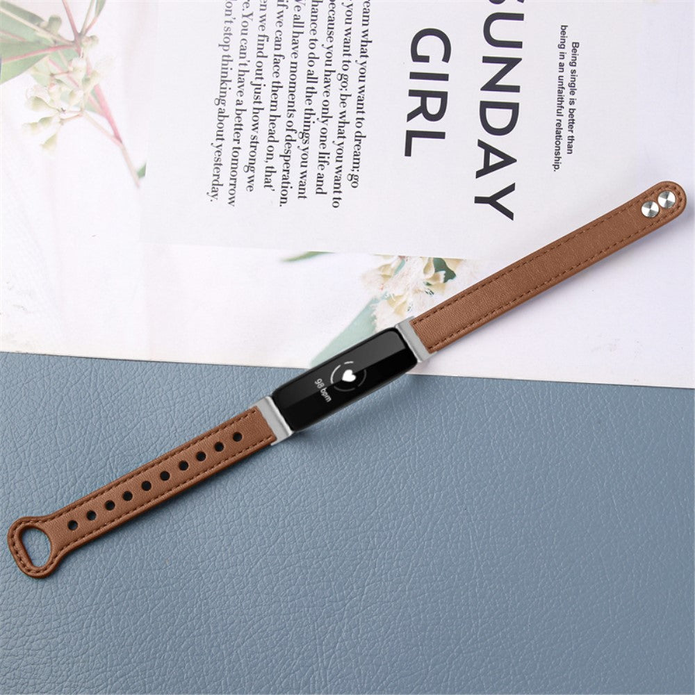 Vildt pænt Fitbit Inspire 2 / Fitbit Ace 2 Ægte læder Urrem - Brun#serie_11