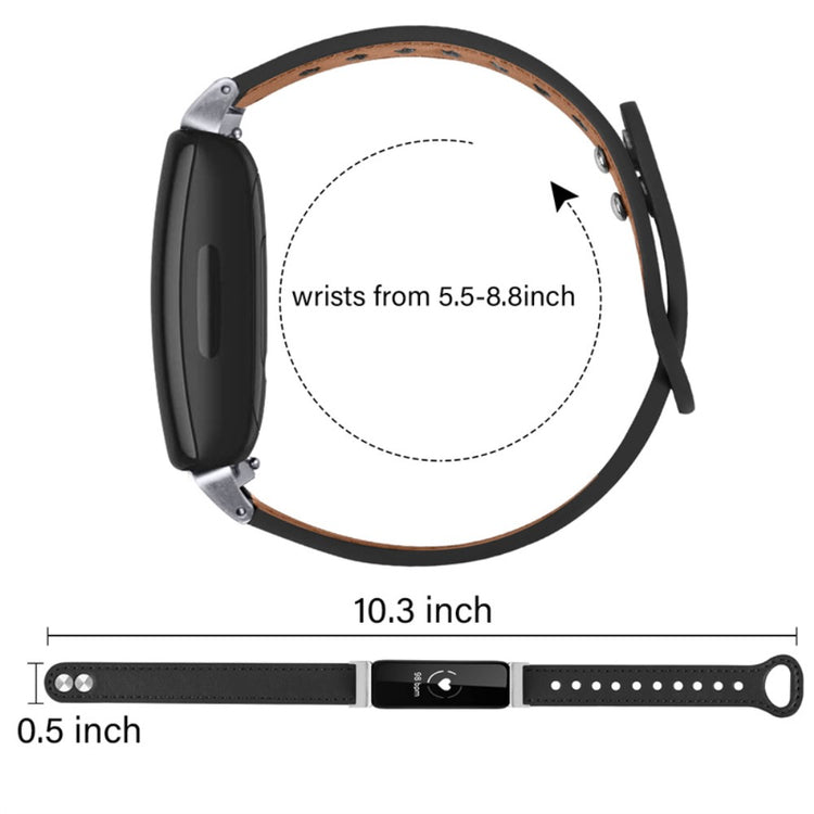 Vildt pænt Fitbit Inspire 2 / Fitbit Ace 2 Ægte læder Urrem - Sort#serie_2