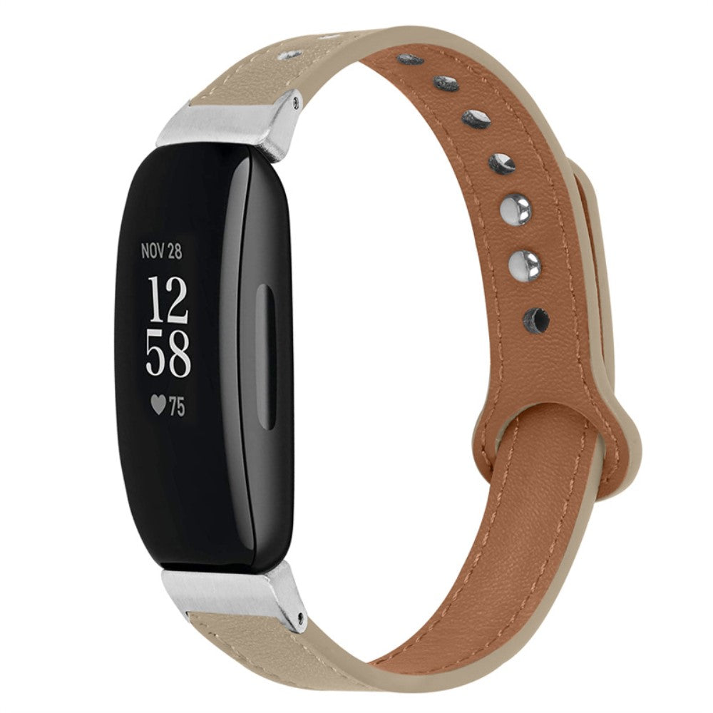 Vildt pænt Fitbit Inspire 2 / Fitbit Ace 2 Ægte læder Urrem - Beige#serie_3
