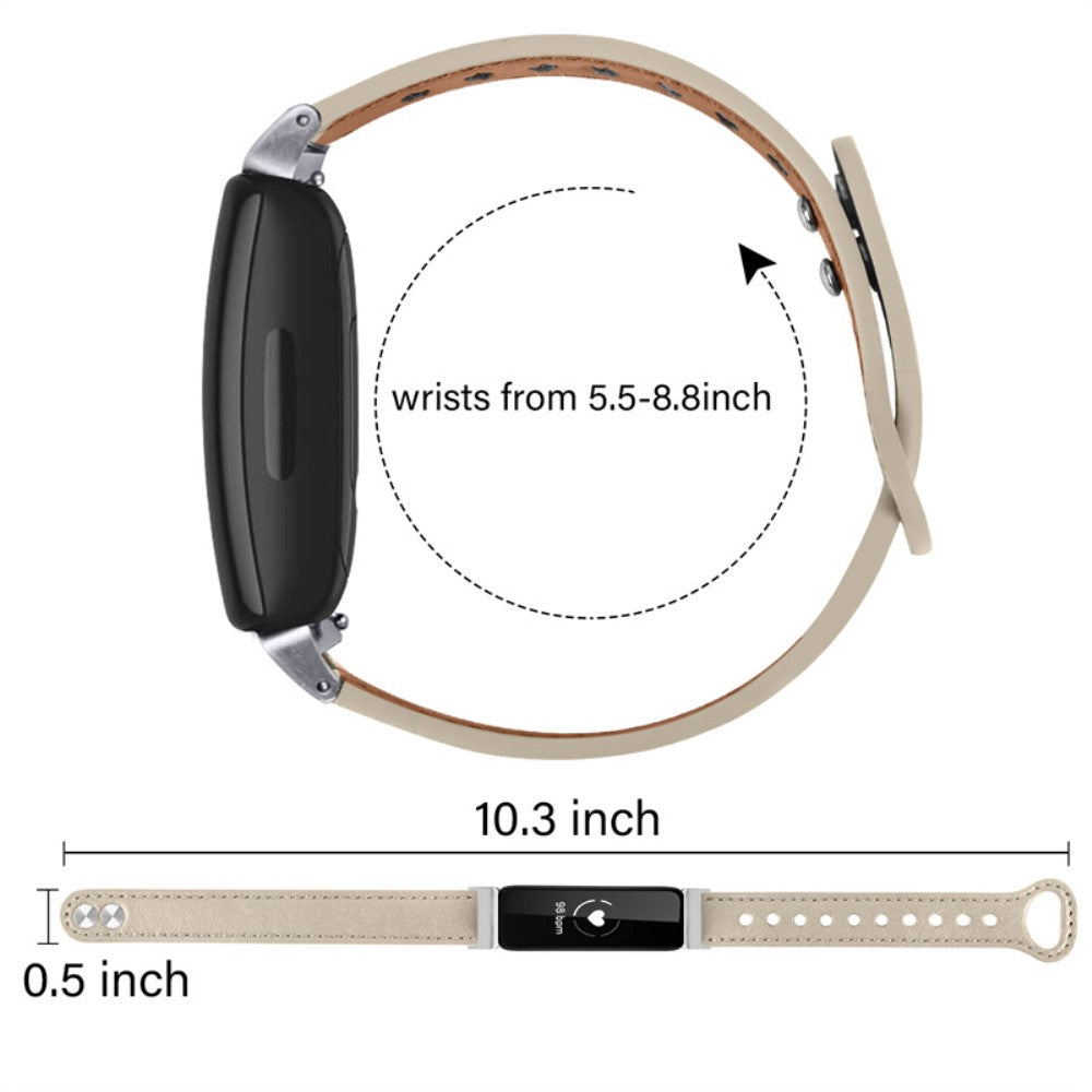 Vildt pænt Fitbit Inspire 2 / Fitbit Ace 2 Ægte læder Urrem - Hvid#serie_7