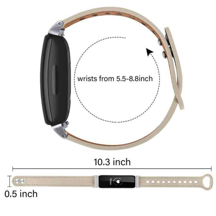 Vildt pænt Fitbit Inspire 2 / Fitbit Ace 2 Ægte læder Urrem - Hvid#serie_7