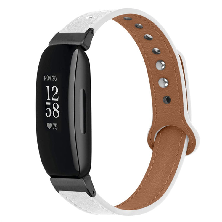 Fantastisk Fitbit Inspire 2 / Fitbit Ace 2 Ægte læder Urrem - Hvid#serie_1