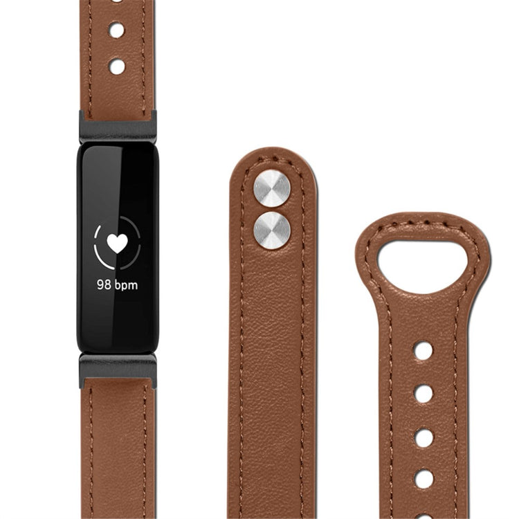Fantastisk Fitbit Inspire 2 / Fitbit Ace 2 Ægte læder Urrem - Brun#serie_11