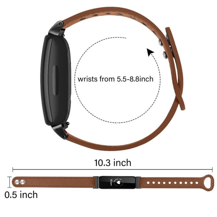 Fantastisk Fitbit Inspire 2 / Fitbit Ace 2 Ægte læder Urrem - Brun#serie_11