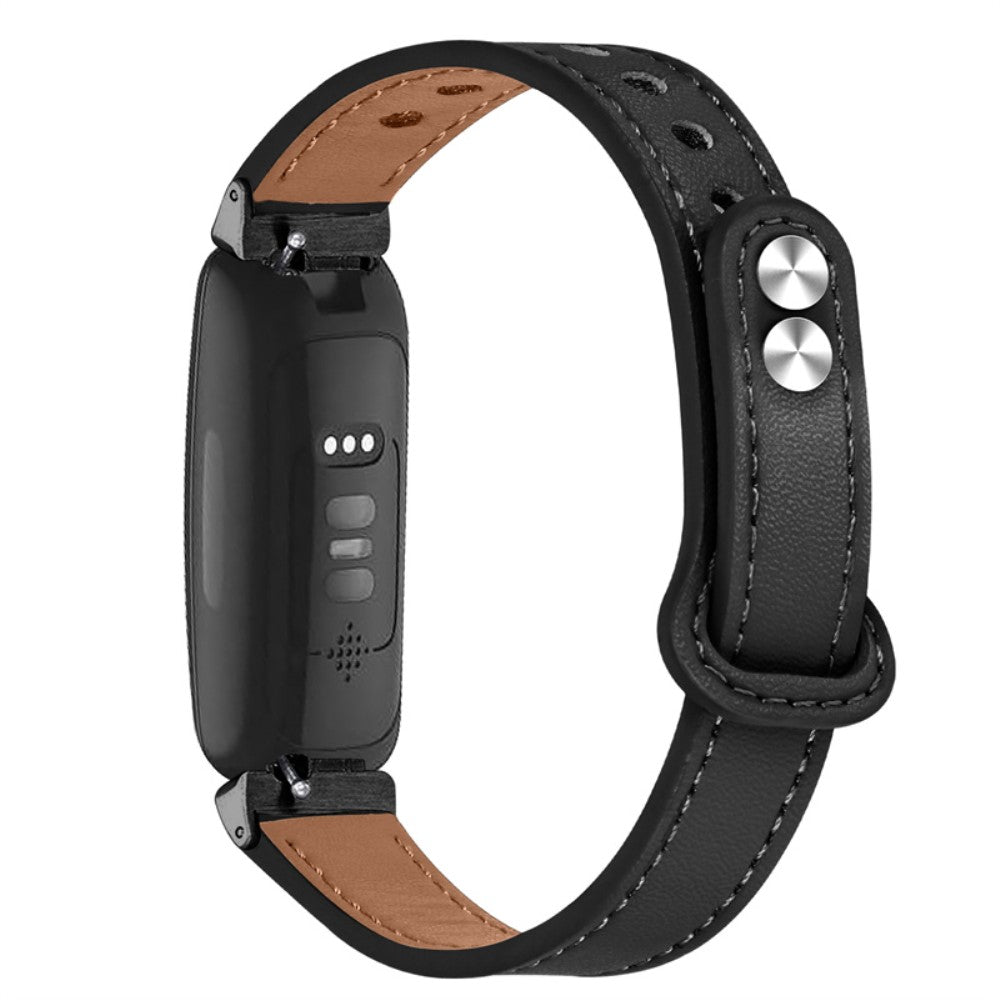 Fantastisk Fitbit Inspire 2 / Fitbit Ace 2 Ægte læder Rem - Sort#serie_2